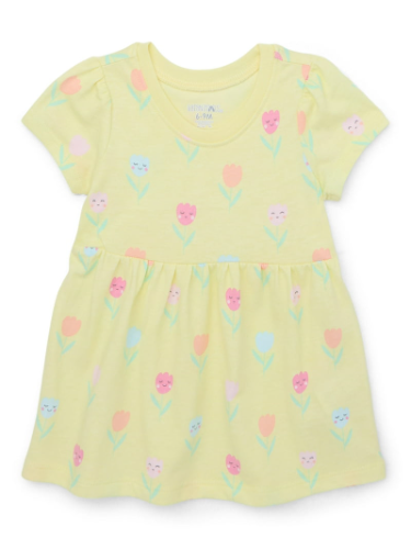 Vestido de algodón amarillo tulips de bebe 12 Meses