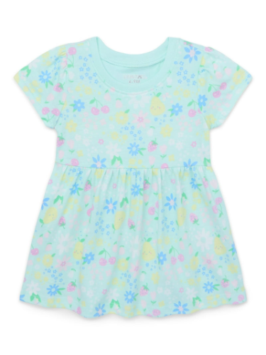 Vestido de algodón celeste floral de bebe 18 Meses