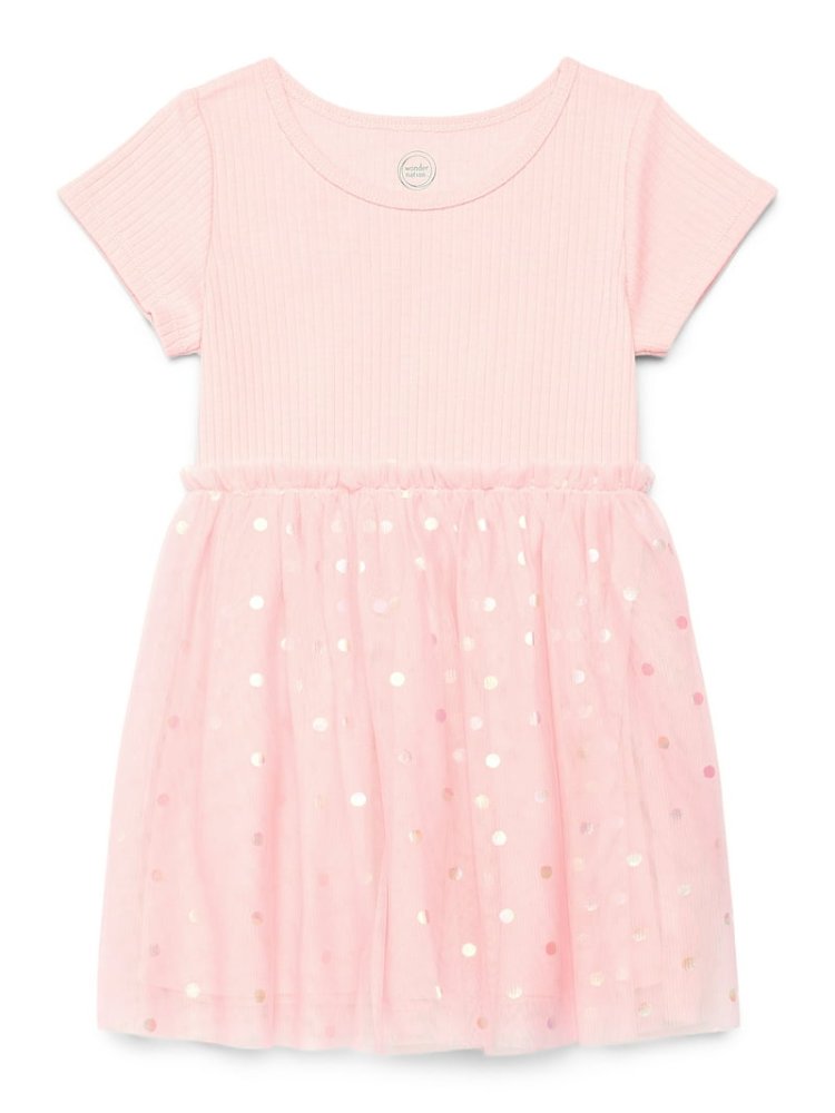 Vestido RosadoTutu Detalles lunares brillantes 6T