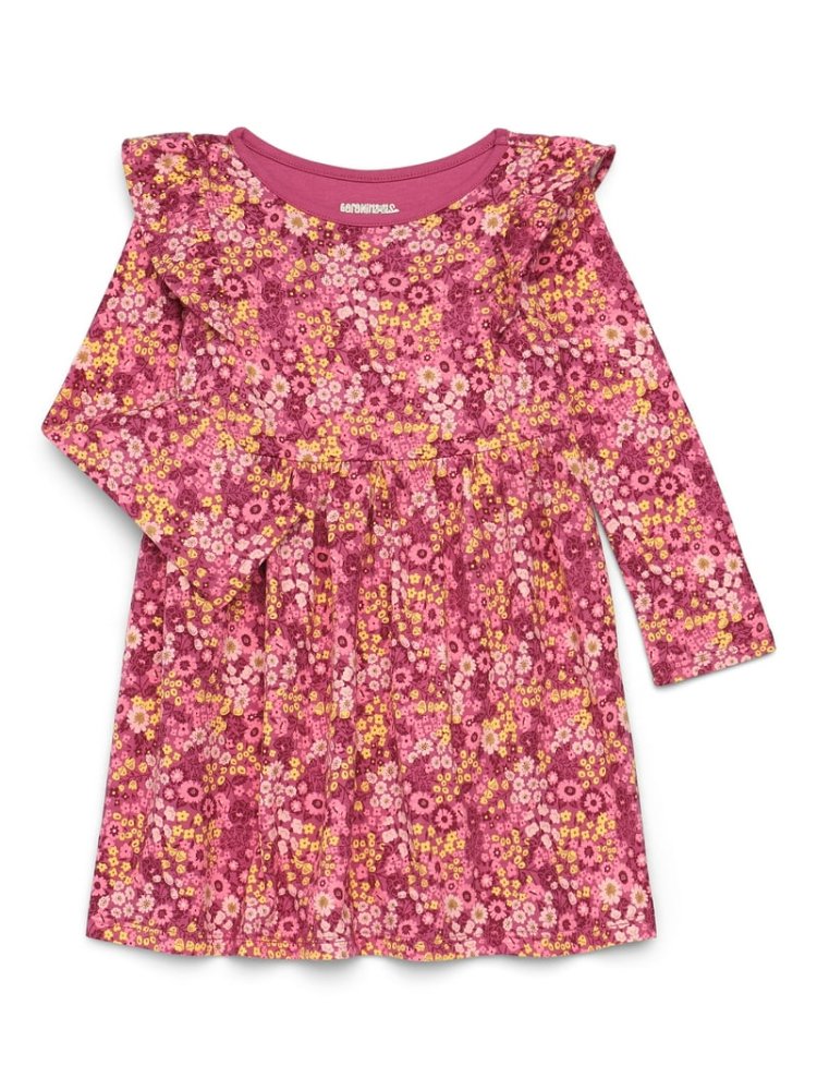 Vestido M/L Rosa Floreado 5T