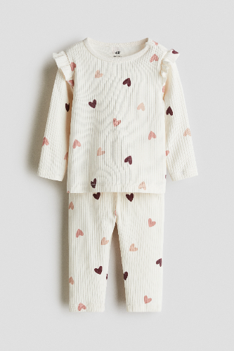 Conjunto M/L Blanco con corazones 3T