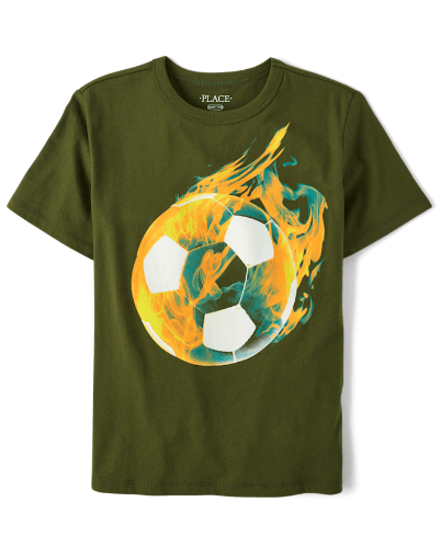 Franela verde militar figura pelota de futbol 7/8T