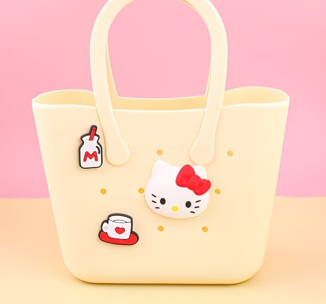 Bolso Plastico amarillo hello kitty tipo cross