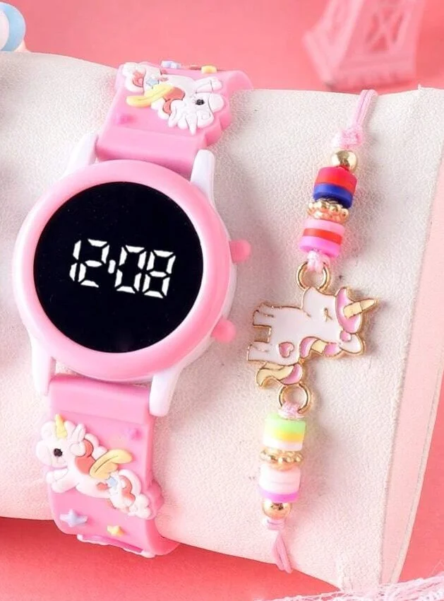 Reloj digital pequeño con pulsera- fucsia