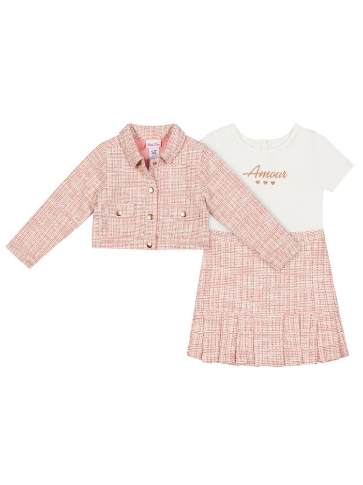 Set Vestido Rosa Delicado y Chaqueta Rosa Delicado 4T