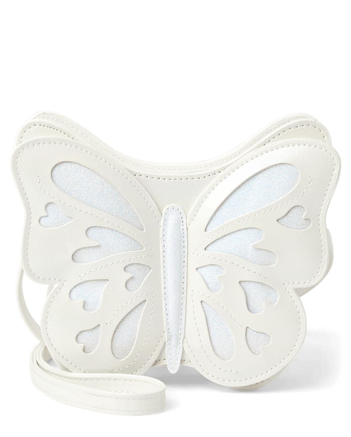 Cartera de mariposa color blanco tornasolado