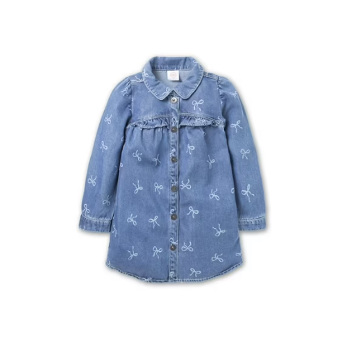 Vestido camison de Jeans detalles lazos 4T