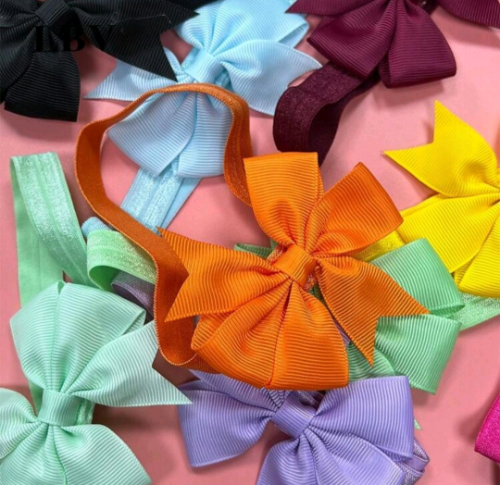 Paq 2 Cintillo para bebe de elastico y lazo en cinta