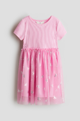 Vestido Rosa Tulle Lazos 5T