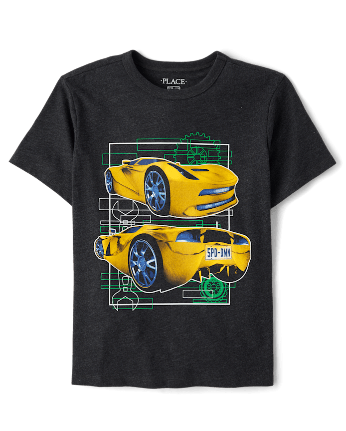 Franela Gris con Figura de Carros Amarillos 7/8T