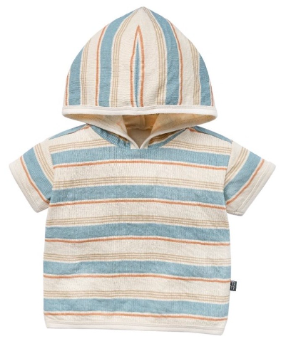 Franela de bebe con capucha rayas azules 6-9 Meses