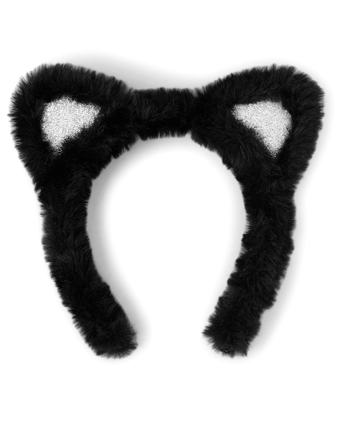 Cintillo con oreja de gato en peluche color negro