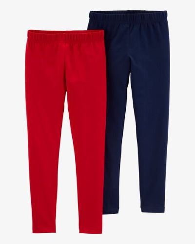 Leggins rojo y azul oscuro de niña 5T