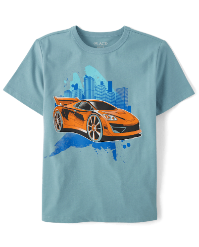 Franela azul con figura de carro 7/8T