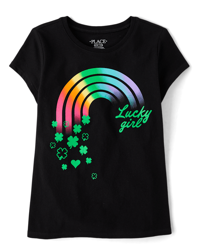 Franela Negra Figura Arcoiris St. PatricK 5/6T