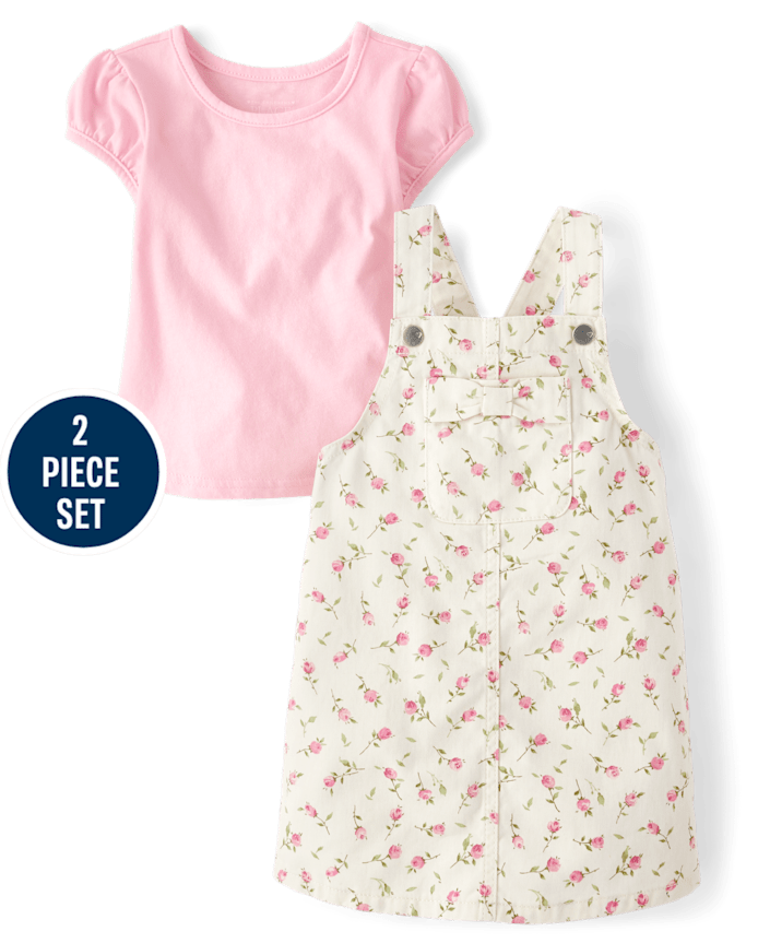 Set Braga floreada con Franela rosada 2T
