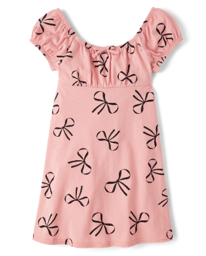 Vestido rosa con lazos negro de niña 7/8T
