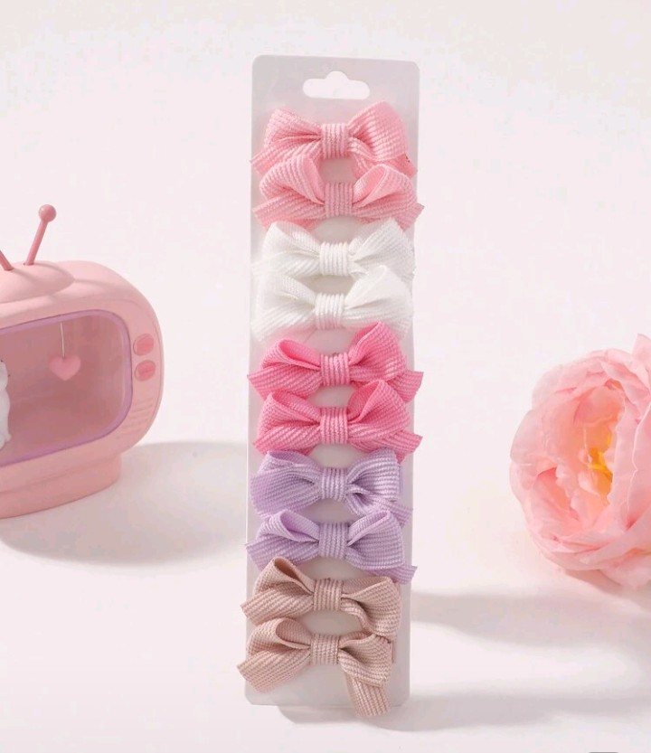 Set 5 pares de lazos en pana colores pasteles rosados y morados