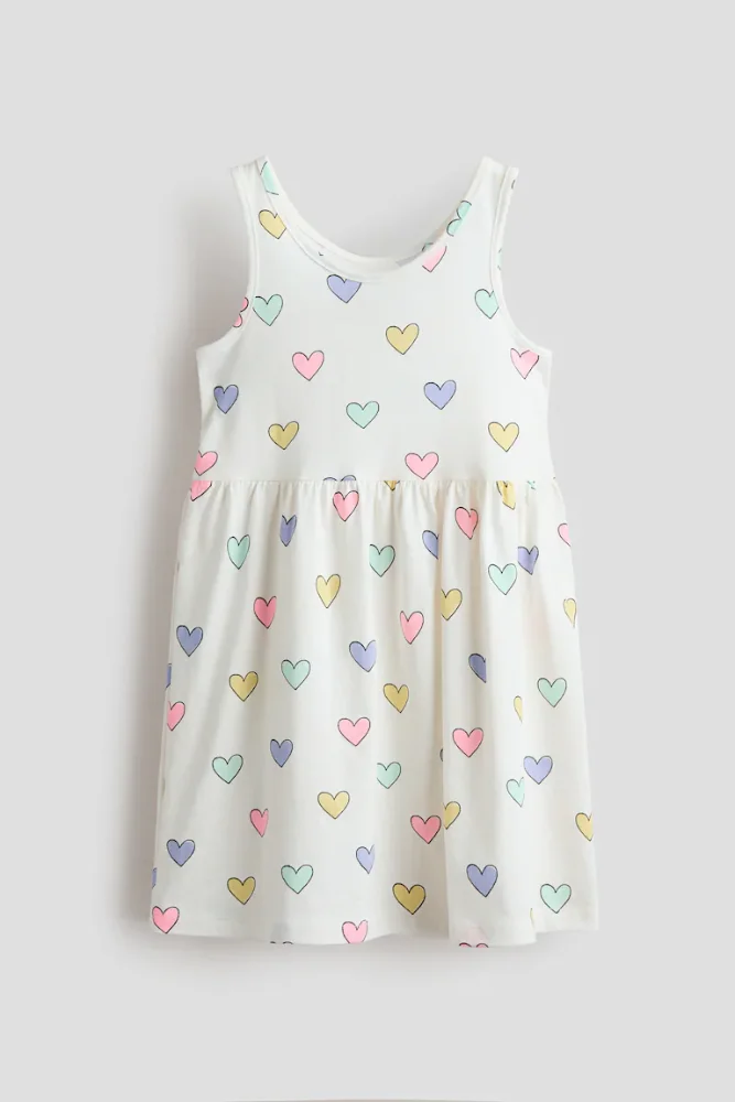 Vestido S/M Blanco con corazoncitos de colores 2T
