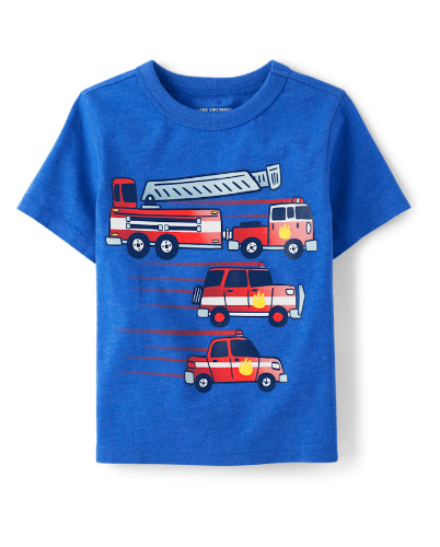 Franela azul rey figura camiones de bombero 4T