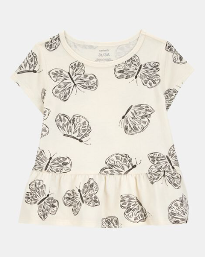 Franela blanca con mariposas de vuelos 5T