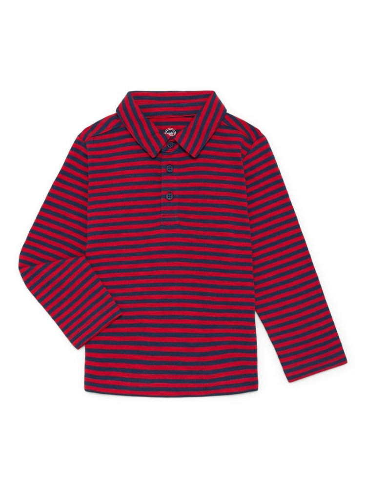 Sueter con Cuello M/L Rayas Rojas y Azul 5T