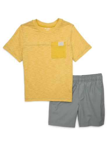 Conjunto Franela amarilla y short gris de Niño 4T