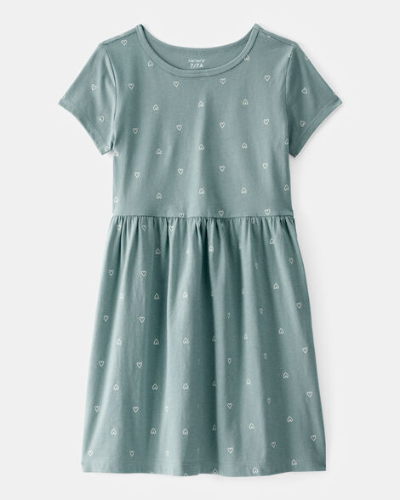 Vestido Verde con corazoncitos blanco de niña 6T