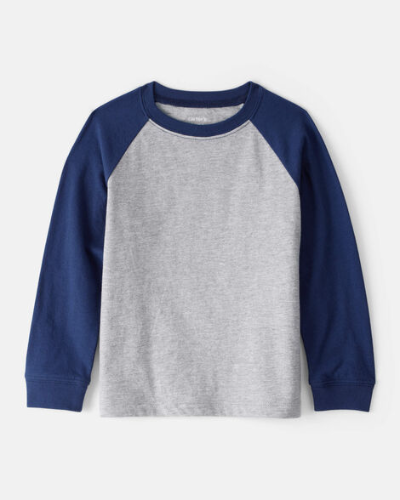 Sueter M/L Gris con mangas azul de niño 5T