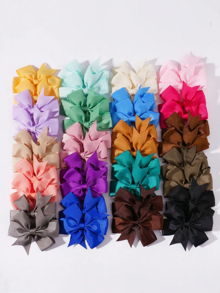 Set 3 Pares de lazos dobles en cinta colores varios niña