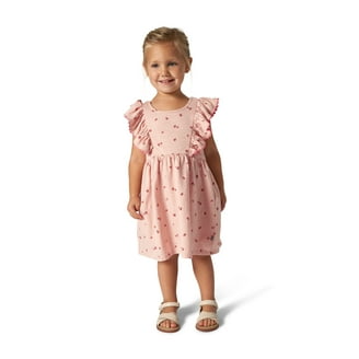 Vestido rosa mangas con volantes de niña 4T