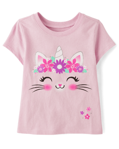 Franela rosa figura de gato unicornio 5T