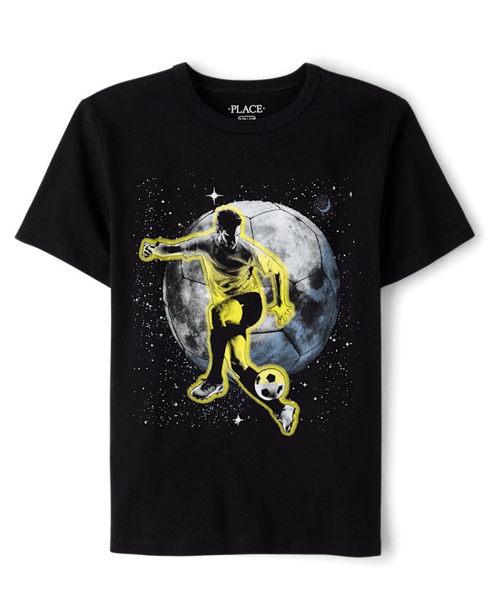 Franela Negra Figura Jugador de Futbol 7/8T