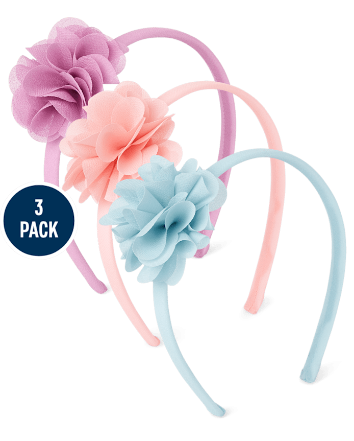 Cintillo con flor color coral / rosado / celeste por unidad