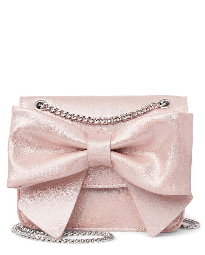 Cartera rosada brillate con cadela dorada