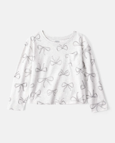 Franela M/L Gris de lazos de niña 8T