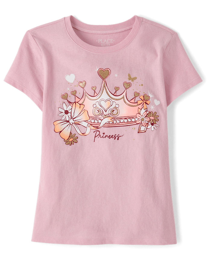 Franela Rosada Figura de Corona de Princesa 7/8T