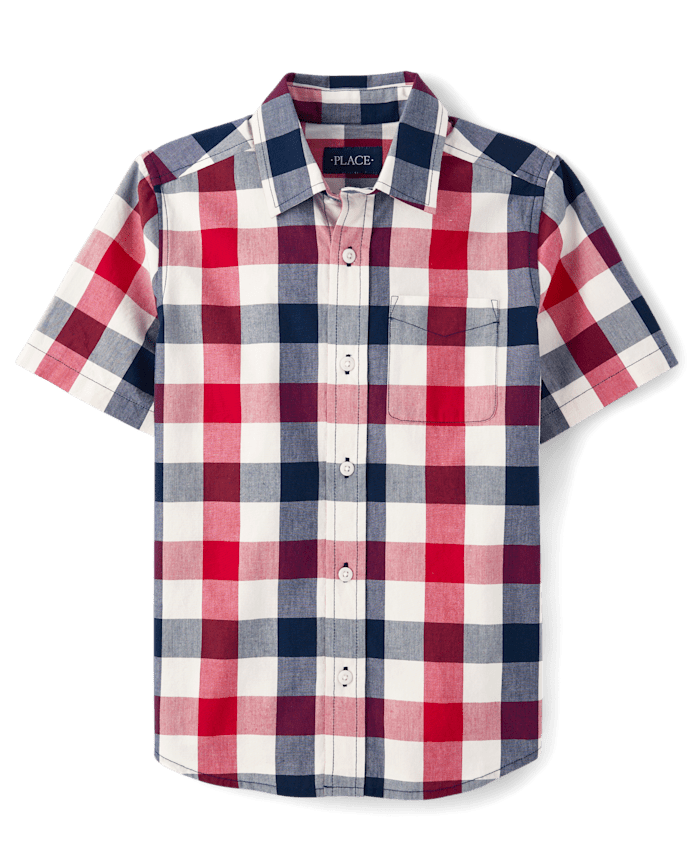Camisa de Cuadros Rojos y Azul 5/6T