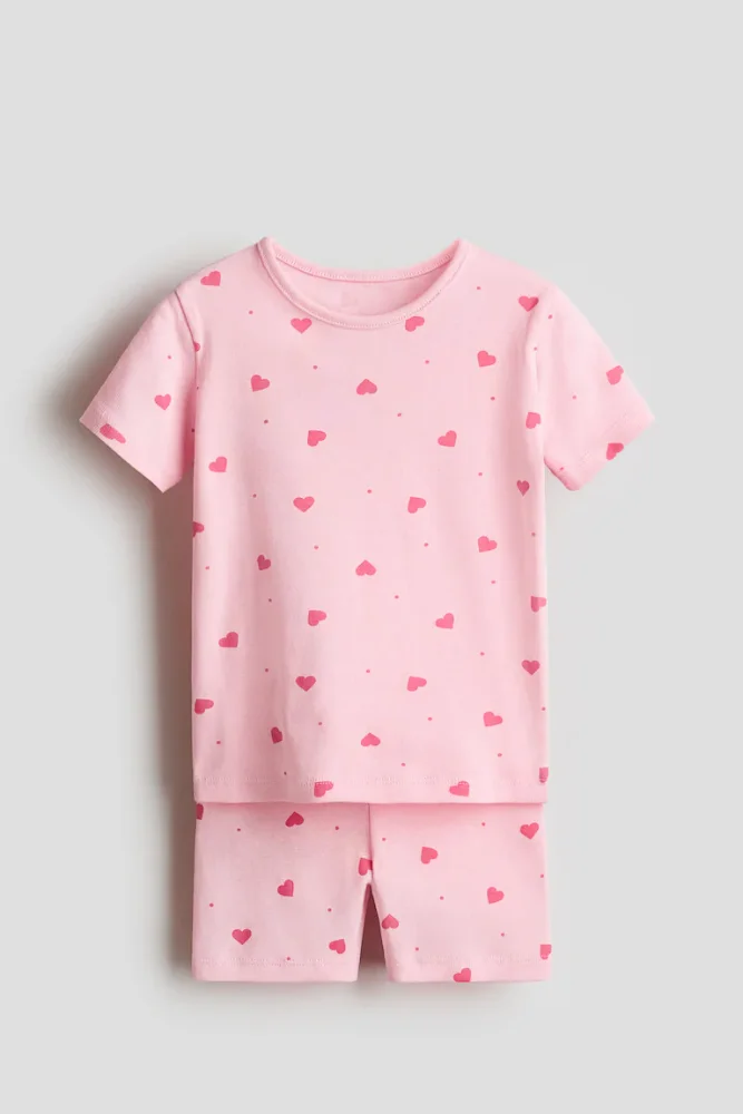 Conjunto Rosado con corazoncitos fucsia 6/7T