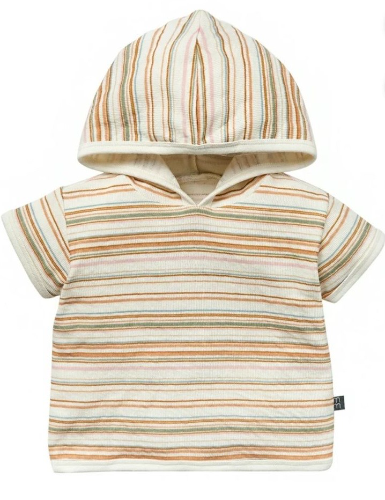 Franela de bebe con capucha rayas naranja 6-9 Meses