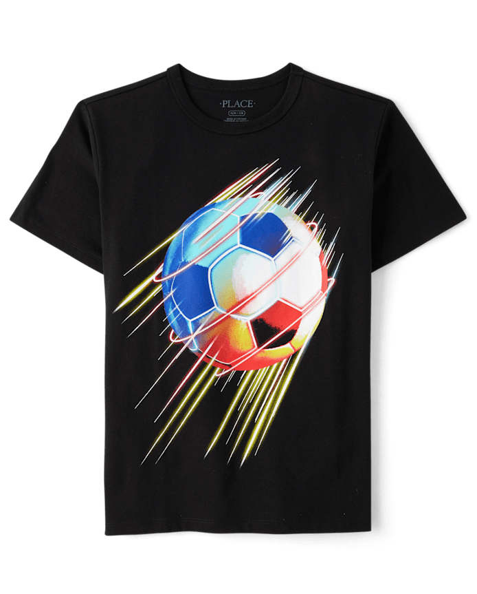 Franela Negra Figura Pelota Futbol 7/8T