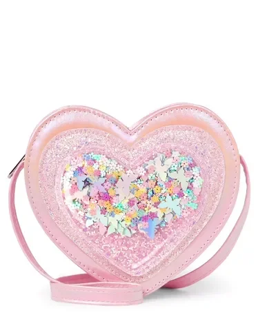 Cartera de corazon con detalle multicolor