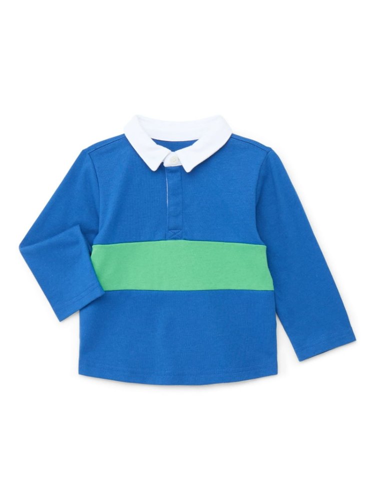 Franela con Cuello M/L Azul con Franja Verde 3T