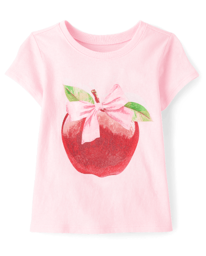 Franela rosa figura de manzana 5/6T