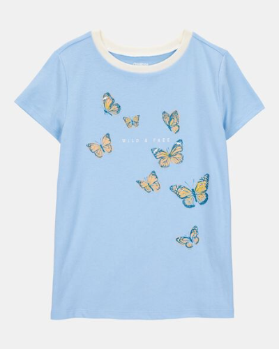 Franela Celeste con mariposas de niña 8T
