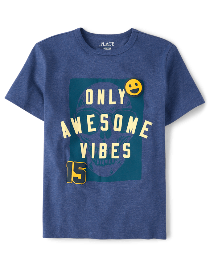 Franela Azul con figura ONLY AWESOME VIBES 4T
