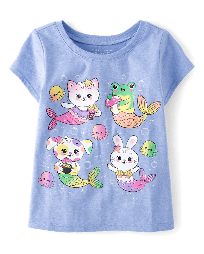 Franela Celeste Figura Animales sirenas 18-24 Meses