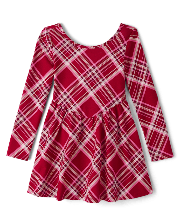 Vestido M/L Rojo de Cuadro Navidad 5/6T