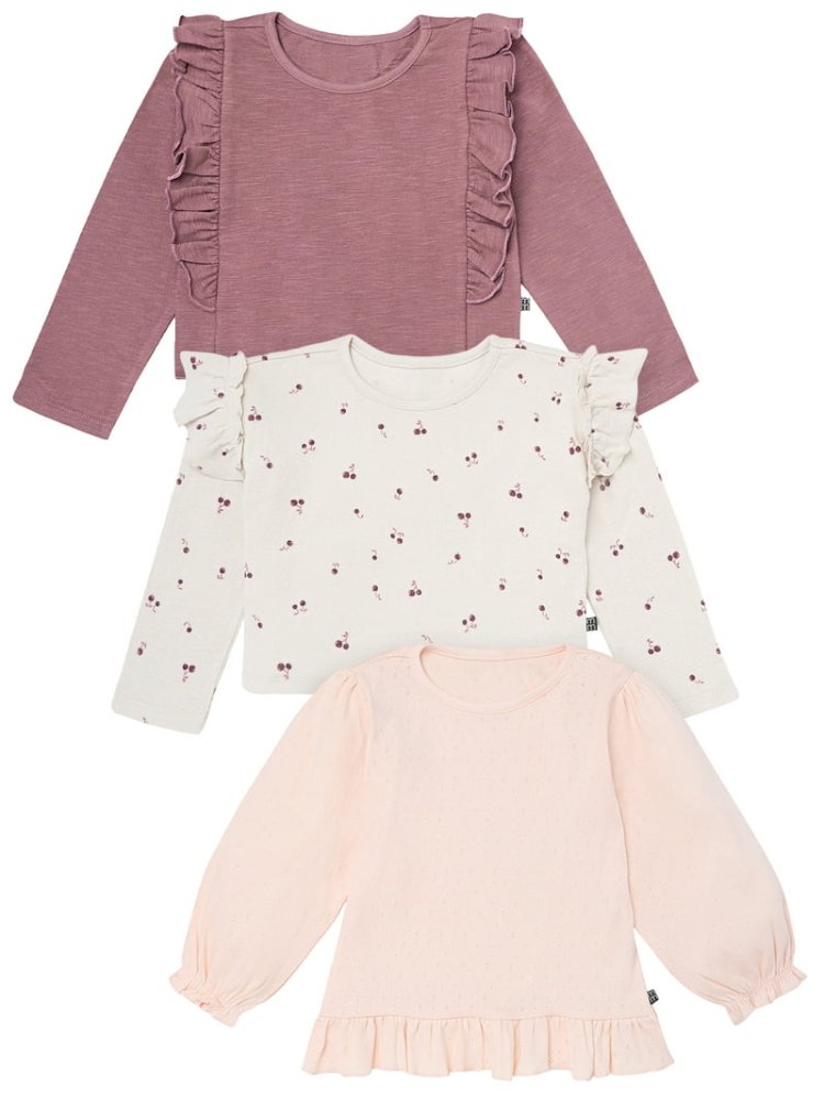 Blusas M/L por unidad (Purpura, Blanca con Cherries, Melon) 3T
