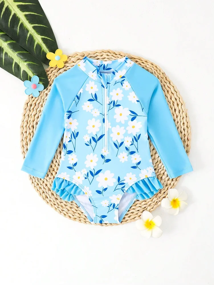 TDB Enterizo M/L Turquesa con flores 2-3T